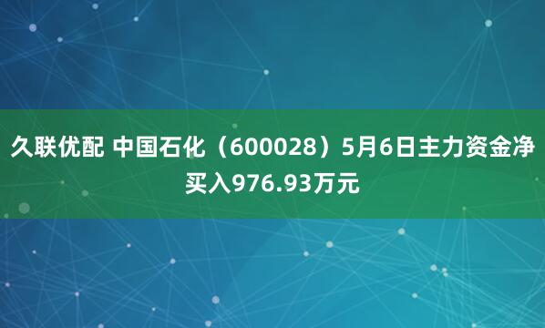 久联优配 中国石化（600028）5月6日主力资金净买入976.93万元